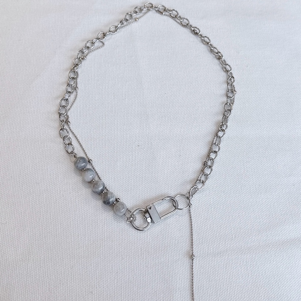 Moonstone Double Chain Silver necklace